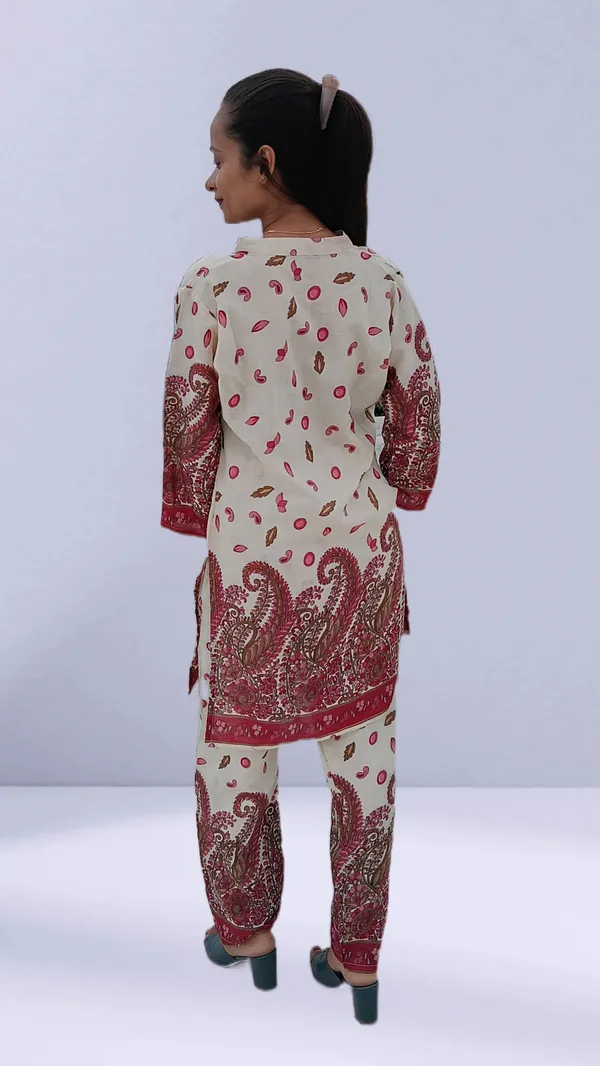 Blue_Poly-Cotton_Paisley_Print_Tunic_Pant_Co-Ord_Set_For_Women