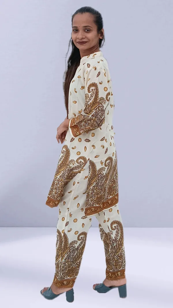 Blue_Poly-Cotton_Printed_Kurta_Pant_Co-Ords_Set_For_Women