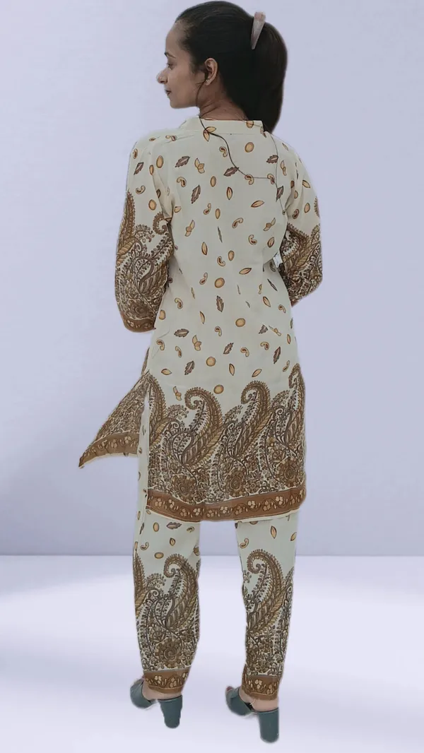 Blue_Poly-Cotton_Printed_Kurta_Pant_Co-Ords_Set_For_Women