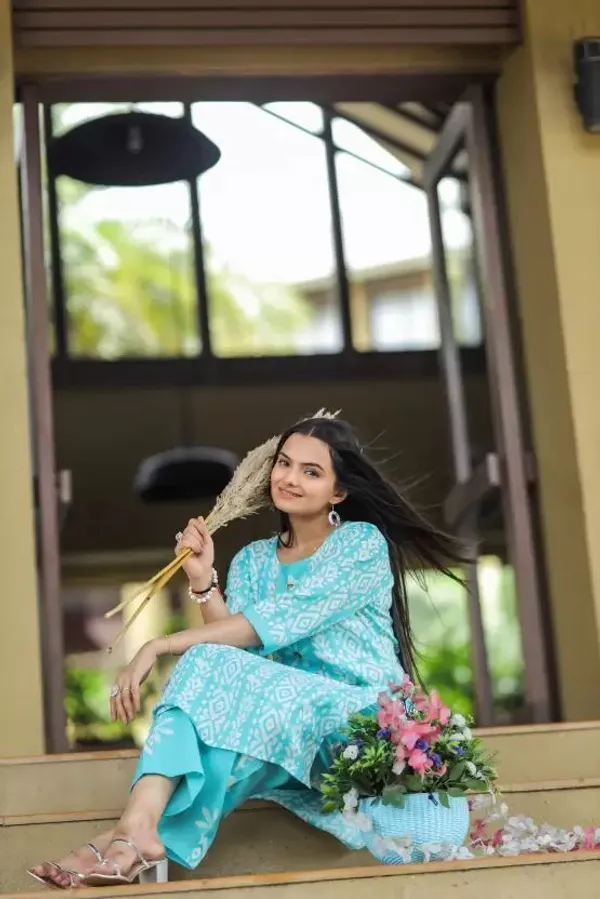 Yellow_Cotton_Straight_Ikat_Kurta_Pant_Set_For_Women