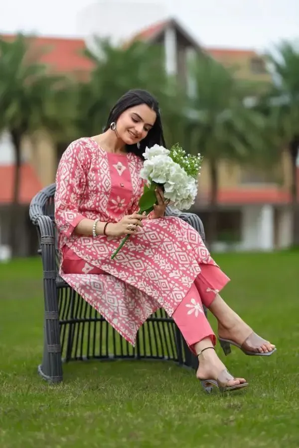 Yellow_Cotton_Printed_Kurta_Pant_Set_For_Women