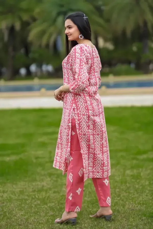 Yellow_Cotton_Printed_Kurta_Pant_Set_For_Women