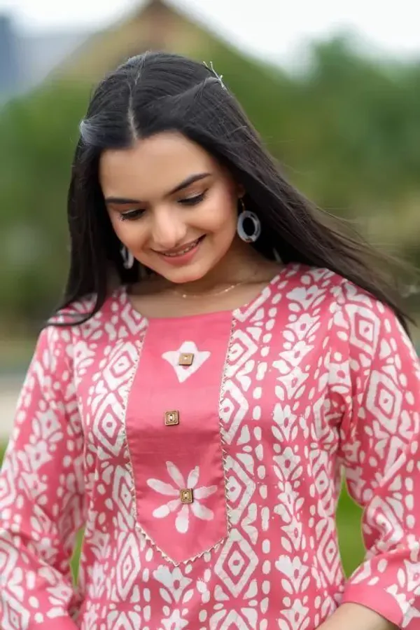 Yellow_Cotton_Printed_Kurta_Pant_Set_For_Women