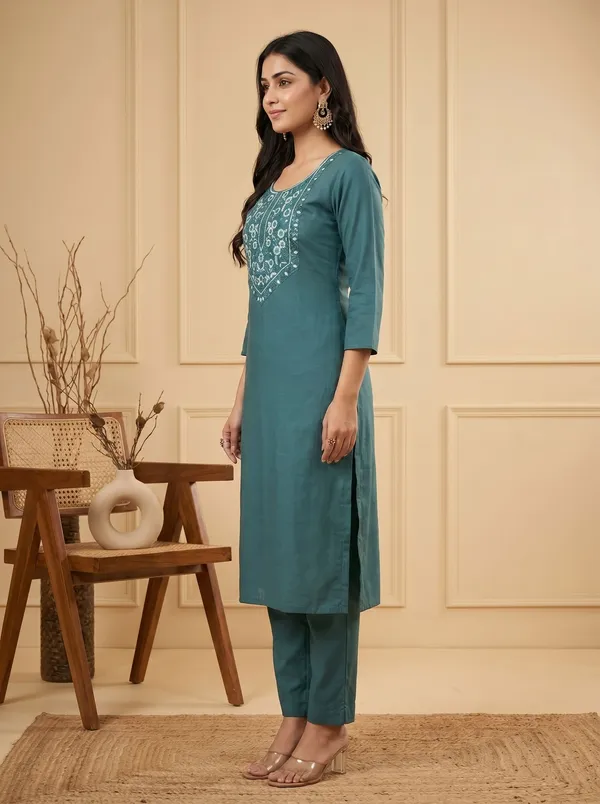 Green_Silk_Embroidered_Kurta_Pant_Set_For_Women