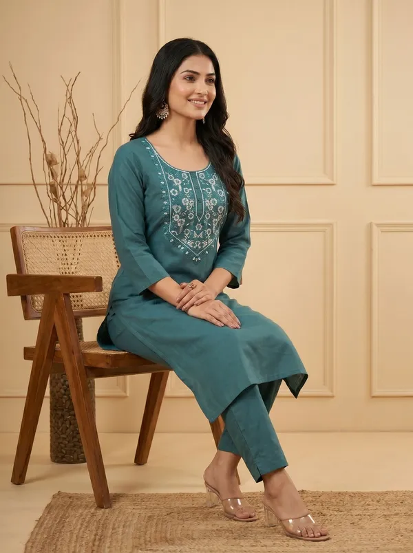 Green_Silk_Embroidered_Kurta_Pant_Set_For_Women
