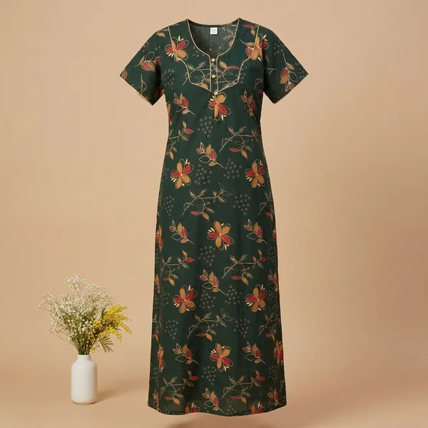 Green_Cotton_Floral_Printed_Nighty_For_Women