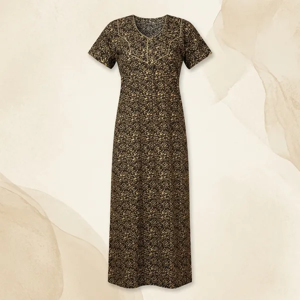 Brown_Cotton_Printed_Nighty_For_Women
