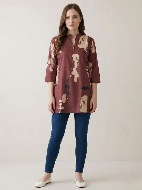 Dark_Green_Rayon_Straight_Printed_Tunic_For_Women