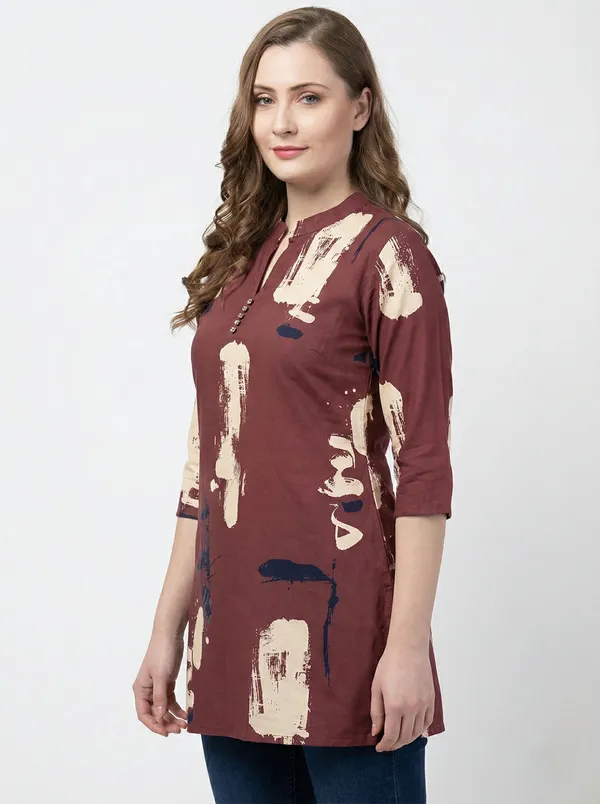 Dark_Green_Rayon_Straight_Printed_Tunic_For_Women