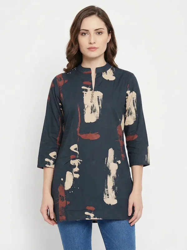 Dark_Green_Rayon_Straight_Printed_Tunic_For_Women