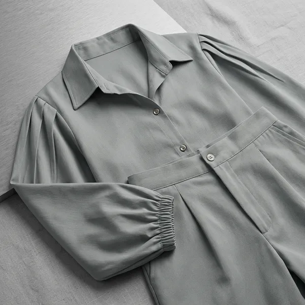 Grey_Polycotton_Regular_Shirt_Shorts_Co-Ords_Set_For_Women