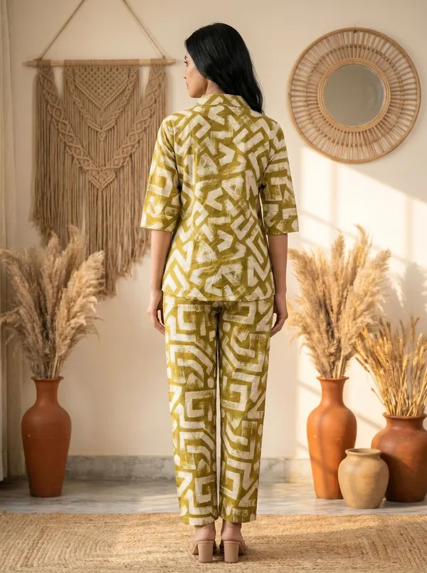 Beige_And_Yellow_Cotton_Blend_Premum_Co-Ords_For_Women