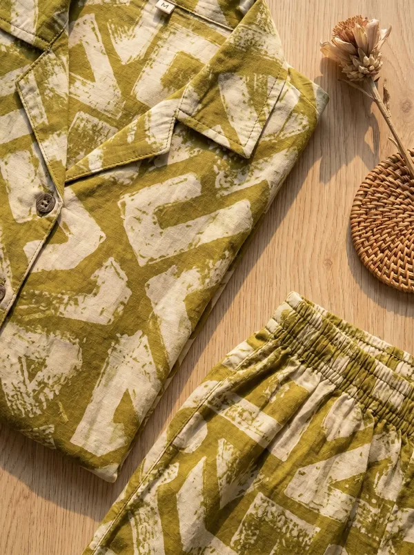 Beige_And_Yellow_Cotton_Blend_Premum_Co-Ords_For_Women