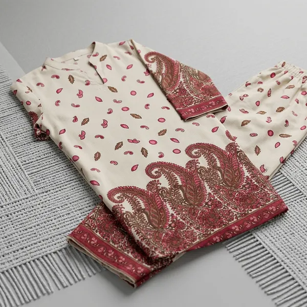 Blue_Poly-Cotton_Paisley_Print_Tunic_Pant_Co-Ord_Set_For_Women
