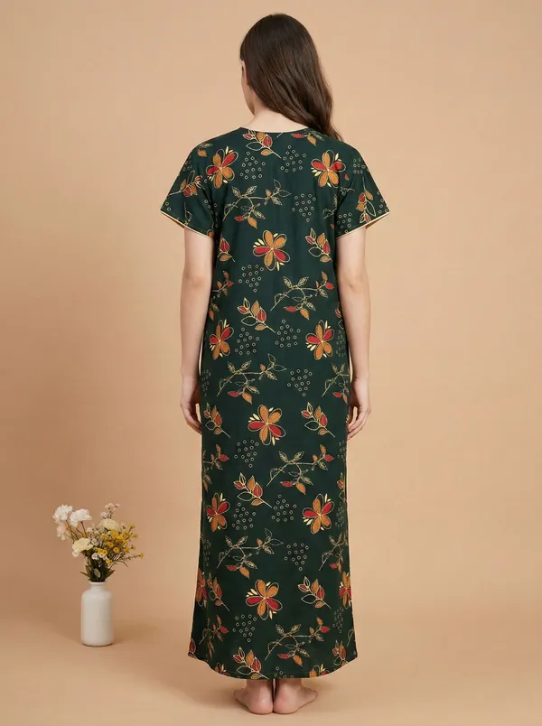 Green_Cotton_Floral_Printed_Nighty_For_Women