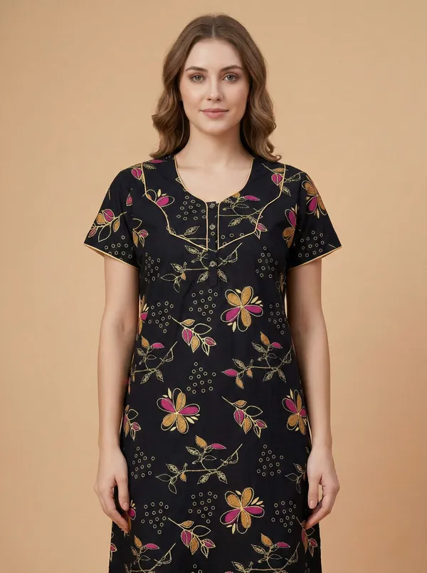 Black_Cotton_Printed_Nighty_For_Women