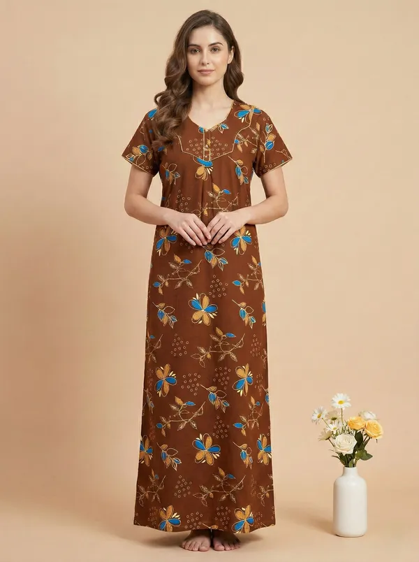 Orange_Cotton_Printed_Nighty_For_Women