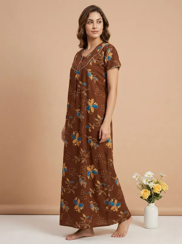 Orange_Cotton_Printed_Nighty_For_Women