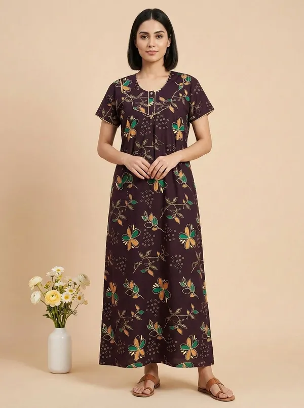 Maroon_Cotton_Printed_Nighty_For_Women