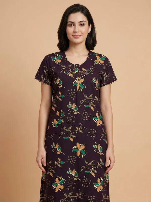 Maroon_Cotton_Printed_Nighty_For_Women