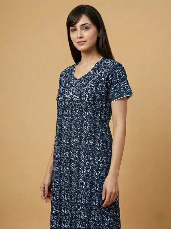 Blue_Cotton_Printed_Nighty_For_Women