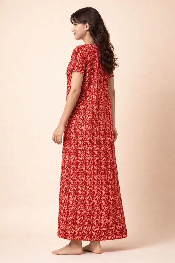 Red_Cotton_Printed_Nighty_For_Women