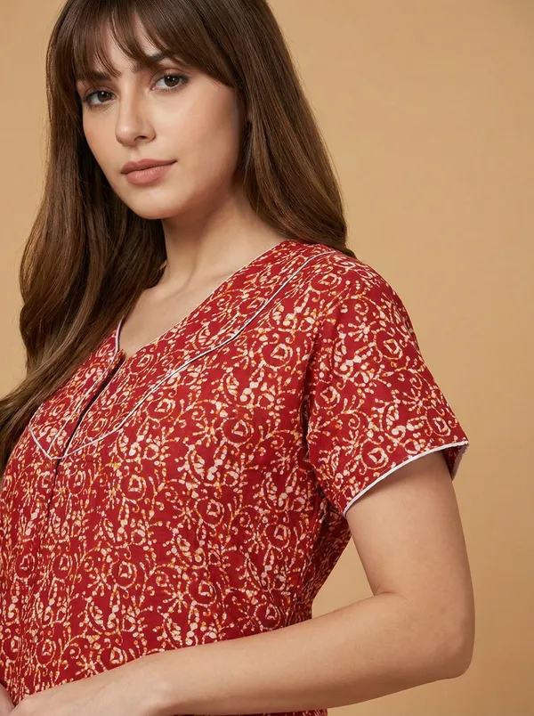 Red_Cotton_Printed_Nighty_For_Women