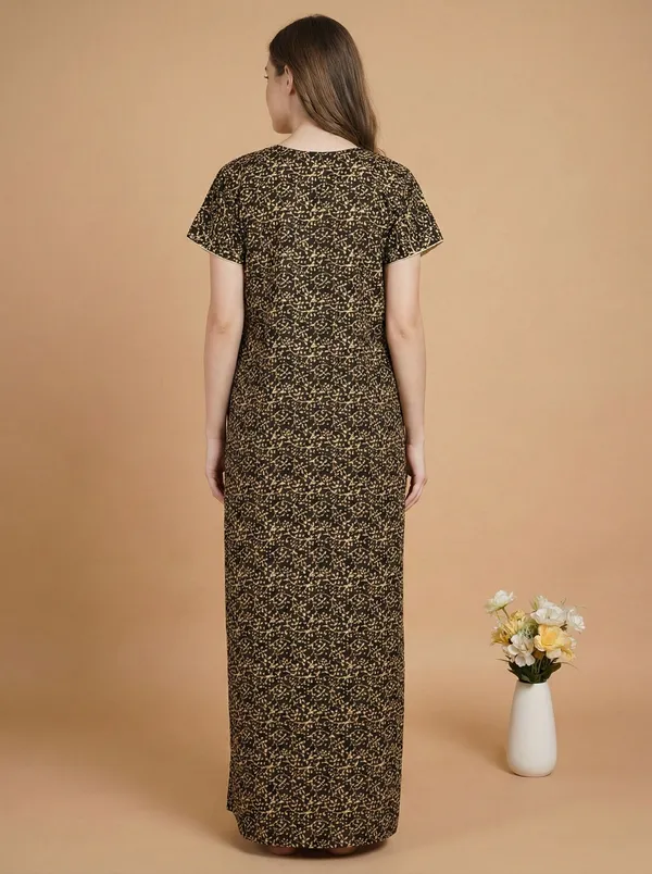 Brown_Cotton_Printed_Nighty_For_Women