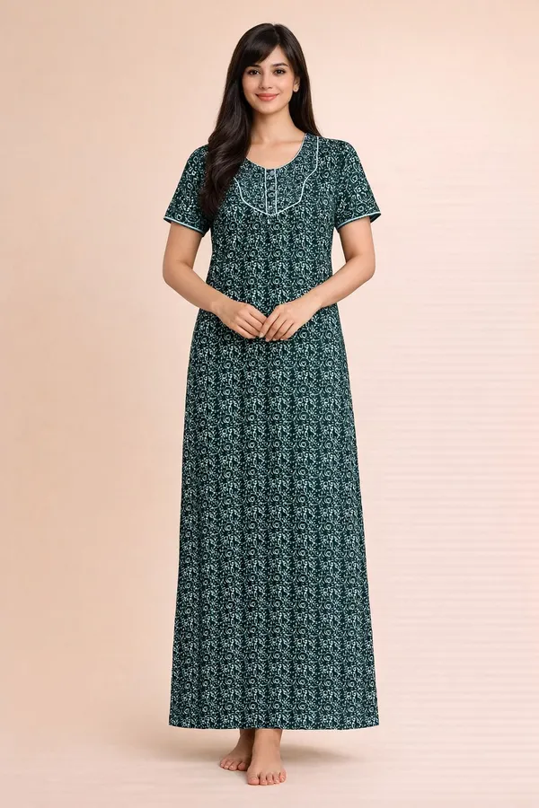 Green_Cotton_Floral_Printed_Nighty_For_Women