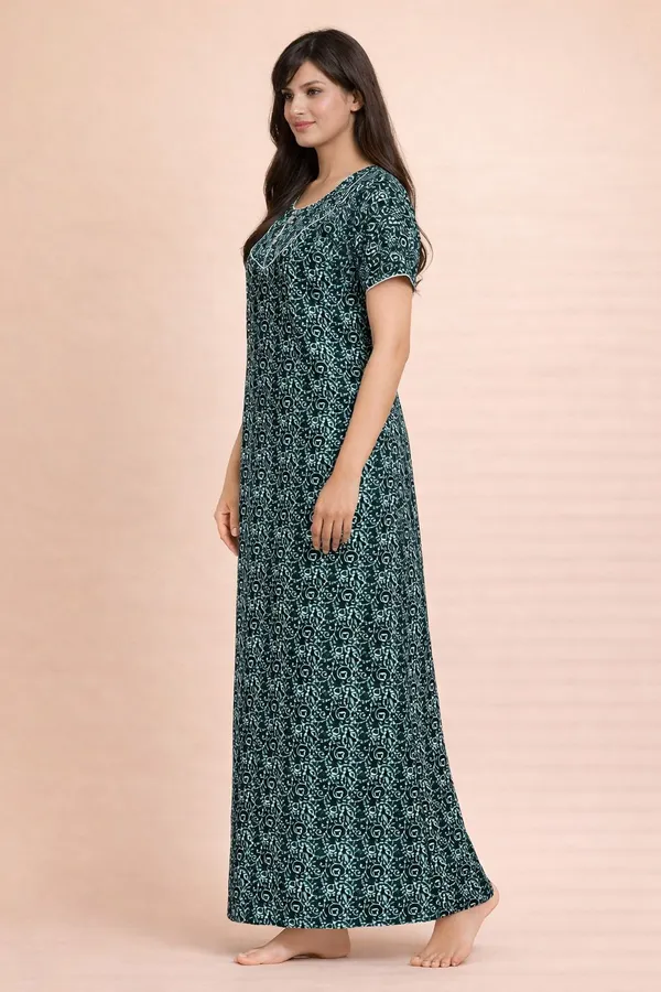 Green_Cotton_Floral_Printed_Nighty_For_Women