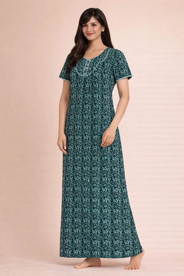 Green_Cotton_Floral_Printed_Nighty_For_Women