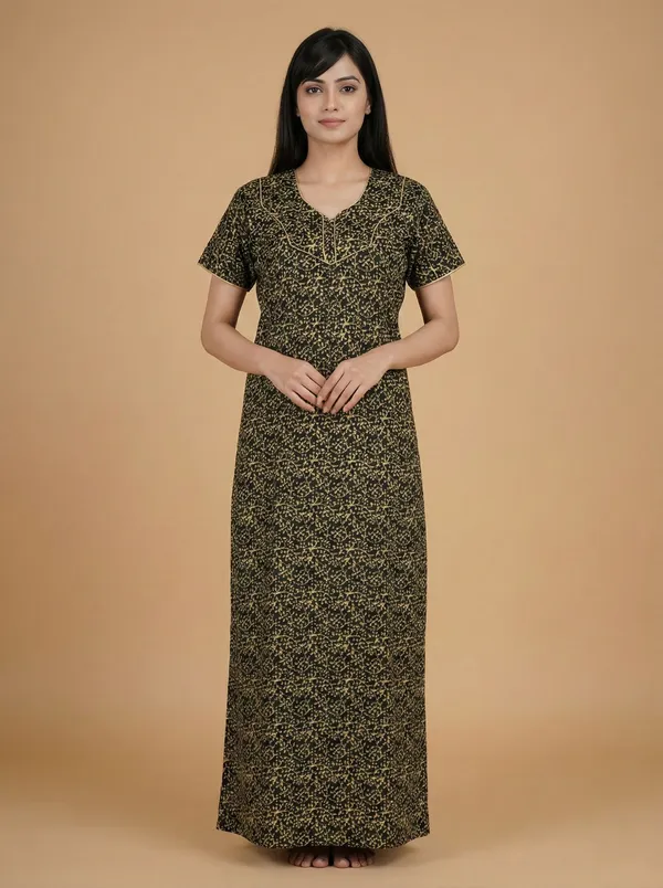 Green_Cotton_Floral_Printed_Nighty_For_Women