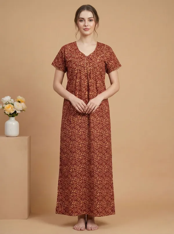 Orange_Cotton_Printed_Nighty_For_Women