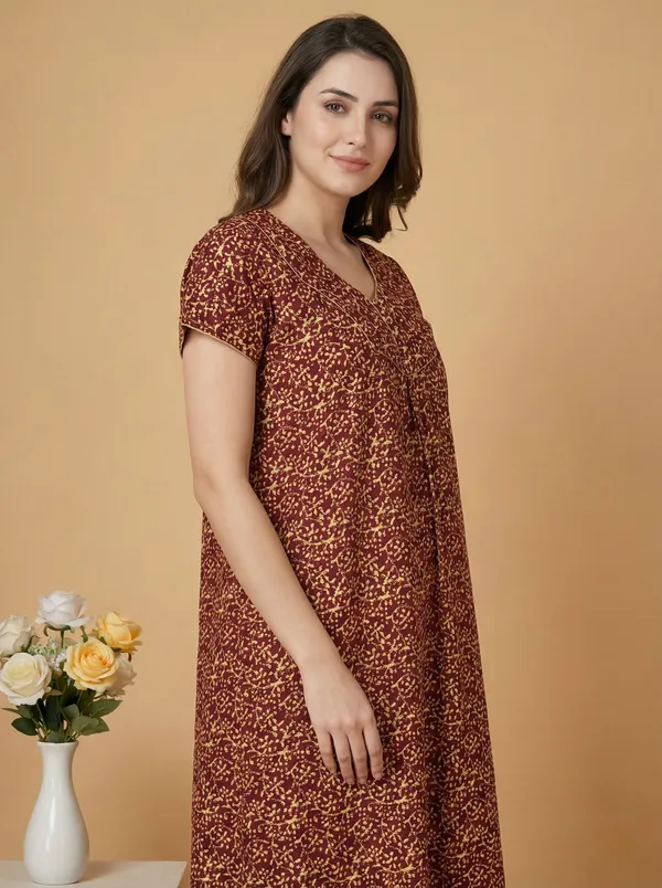 Orange_Cotton_Printed_Nighty_For_Women