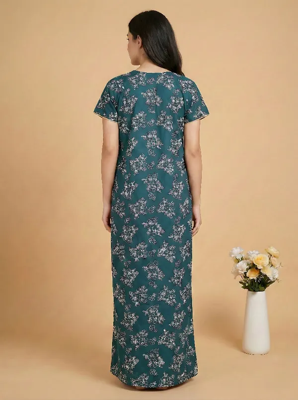 Green_Cotton_Floral_Printed_Nighty_For_Women