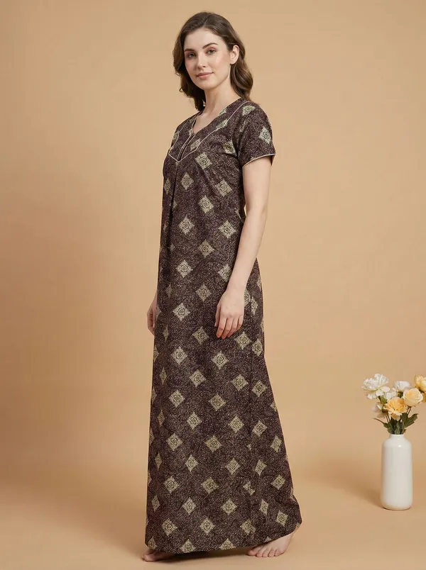 Maroon_Cotton_Printed_Nighty_For_Women