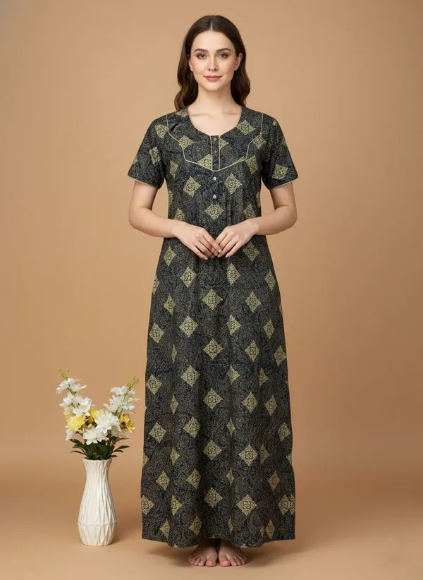 Blue_Cotton_Printed_Nighty_For_Women