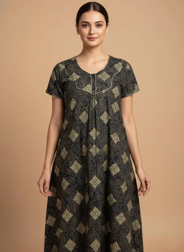 Blue_Cotton_Printed_Nighty_For_Women