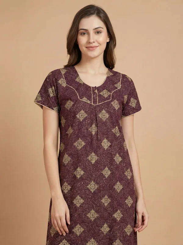 Maroon_Cotton_Relaxed_Floral_Print_Nighty_For_Women