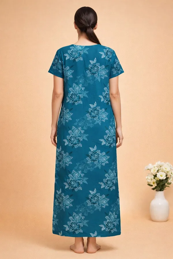 Light_Blue_Cotton_Floral_Nighty_For_Women