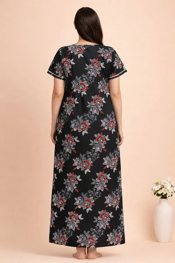 Black_Cotton_Floral_Printed_Nighty_For_Women