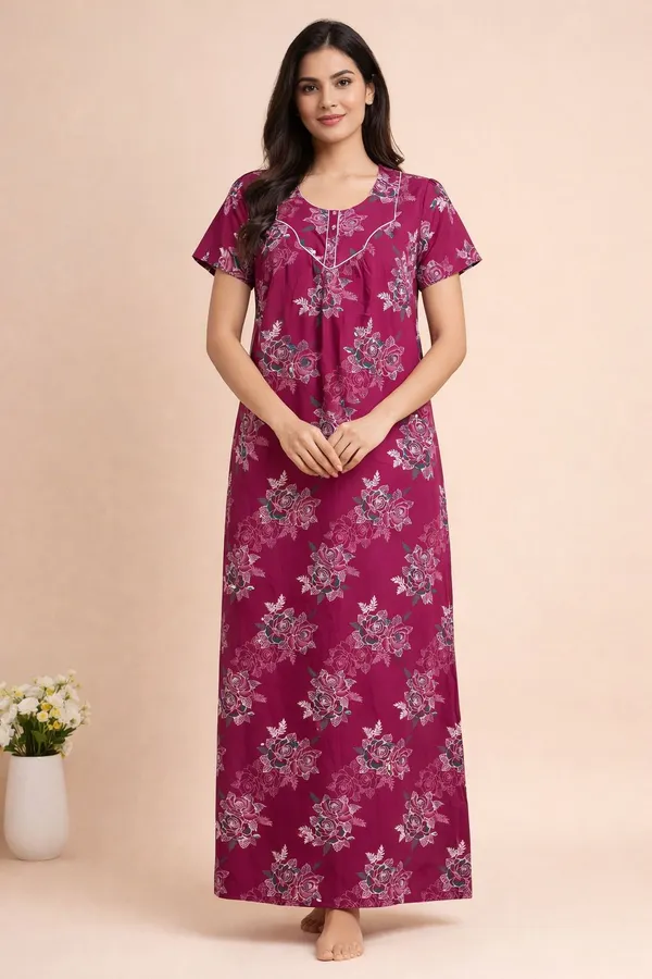 Pink_Cotton_Floral_Printed_Nighty_For_Women