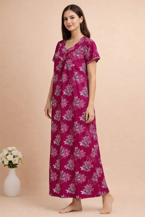Pink_Cotton_Floral_Printed_Nighty_For_Women