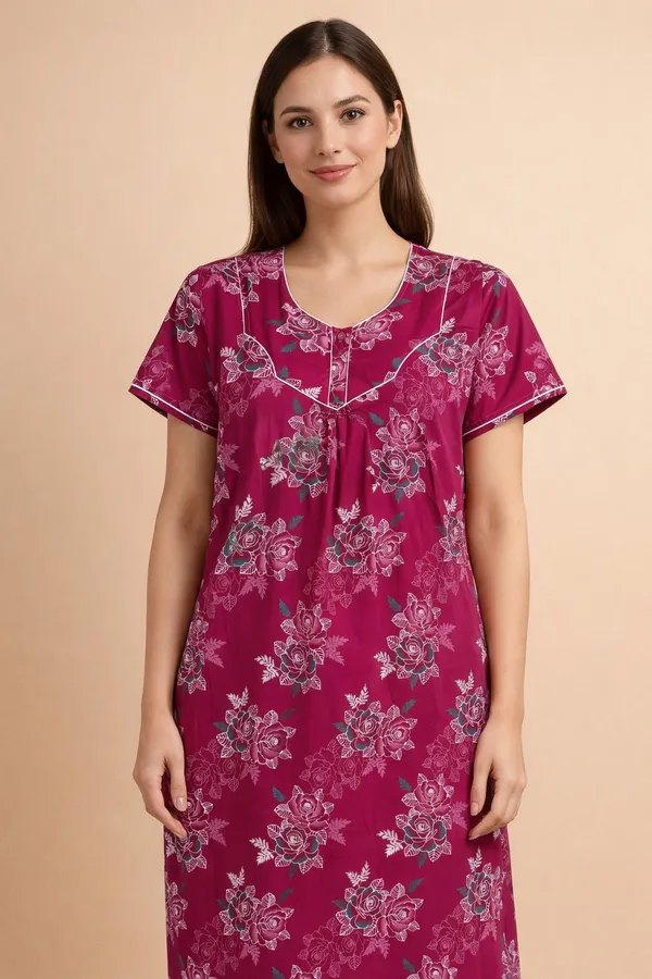 Pink_Cotton_Floral_Printed_Nighty_For_Women