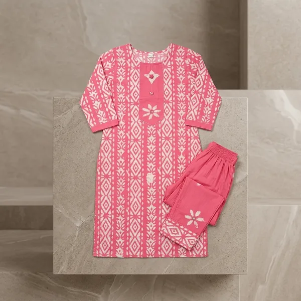 Yellow_Cotton_Printed_Kurta_Pant_Set_For_Women