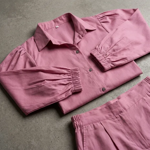 Pink_Polycotton_Regular_Shirt_Shorts_Co-Ord_Set_For_Women