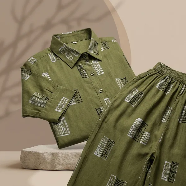Green_Rayon_Printed_Shirt_Pant_Co-Ords_Set_For_Women