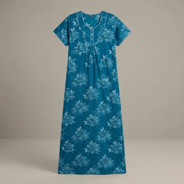 Light_Blue_Cotton_Floral_Nighty_For_Women