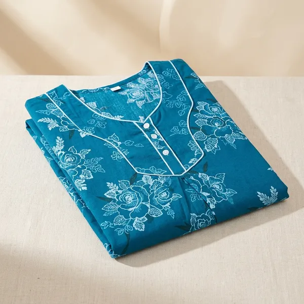 Light_Blue_Cotton_Floral_Nighty_For_Women