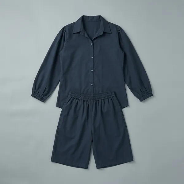 Dark_Green_Polycotton_Relaxed_Shirt_And_Shorts_Co-Ords_Set_For_Women